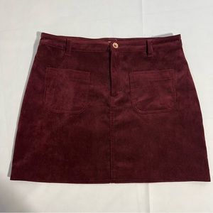Hollister burgundy coyduroy skirt